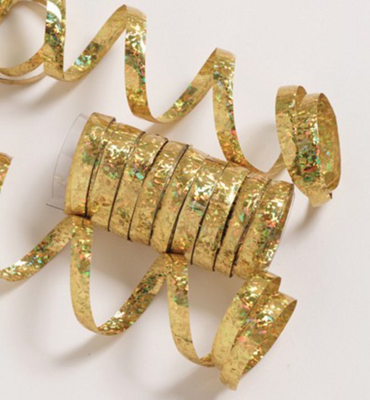 Party Central Spools of Ravishing Holographic Serpentine Party Streamers - 12.5' - Gold - Pack of 6